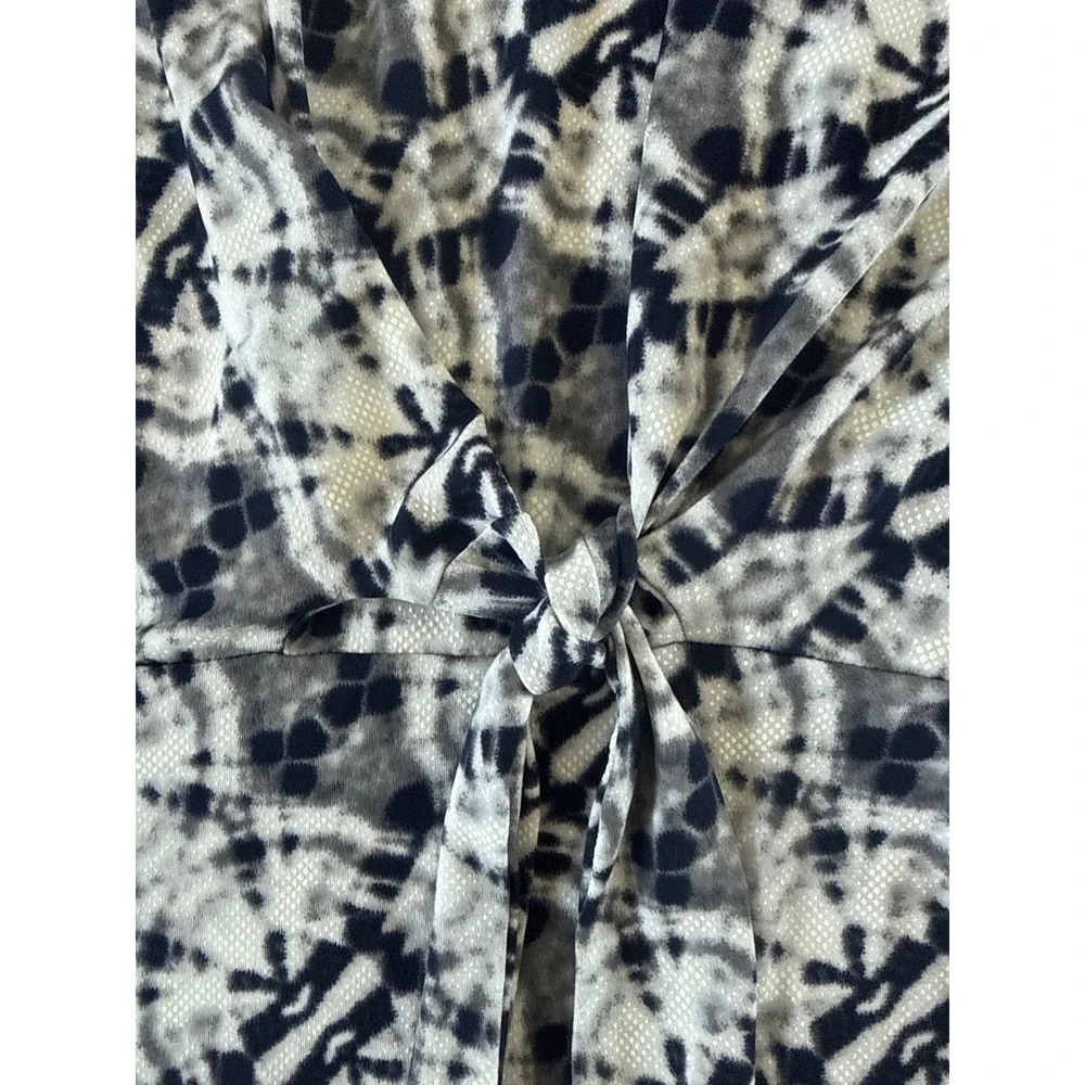 Clara Sun Woo Textured Side‎ Tie Top Circle Emblem Travel Fabric Size Small $125